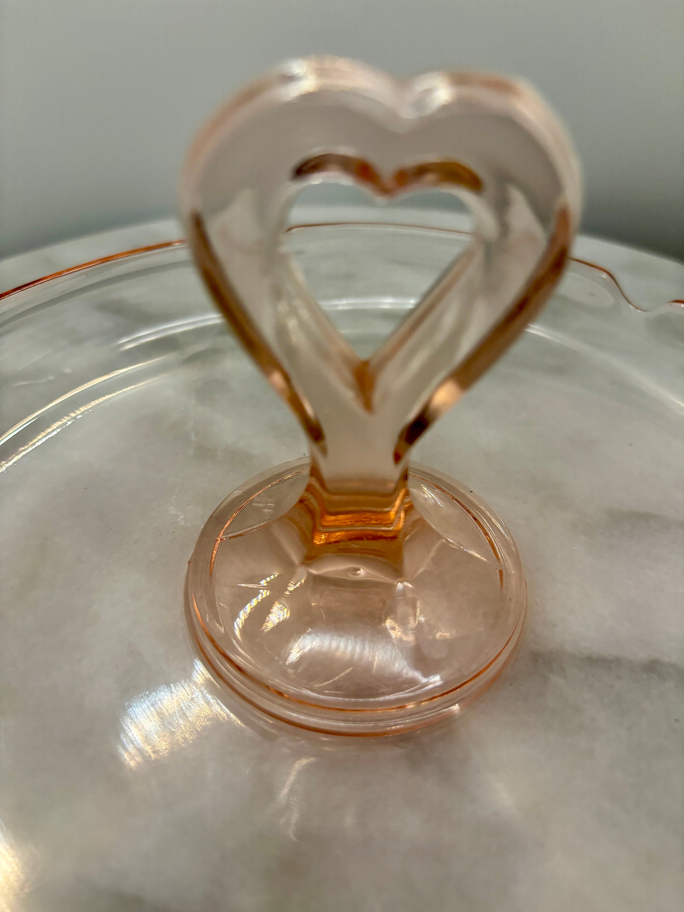 Pink Depression Glass Tidbit Tray, Heart Handle - Etsy