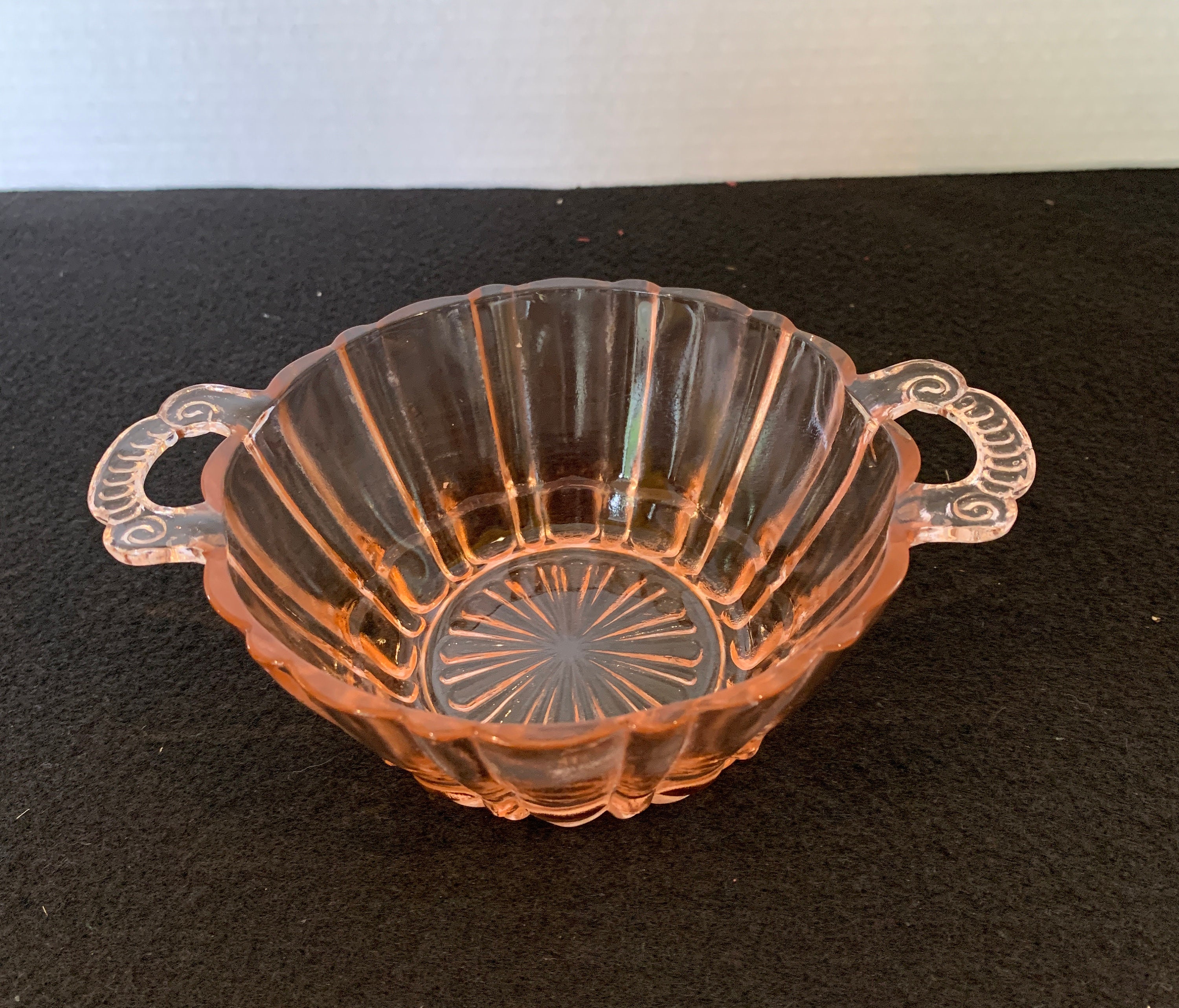 Pink Depression Glass Bowl W/handles Etsy