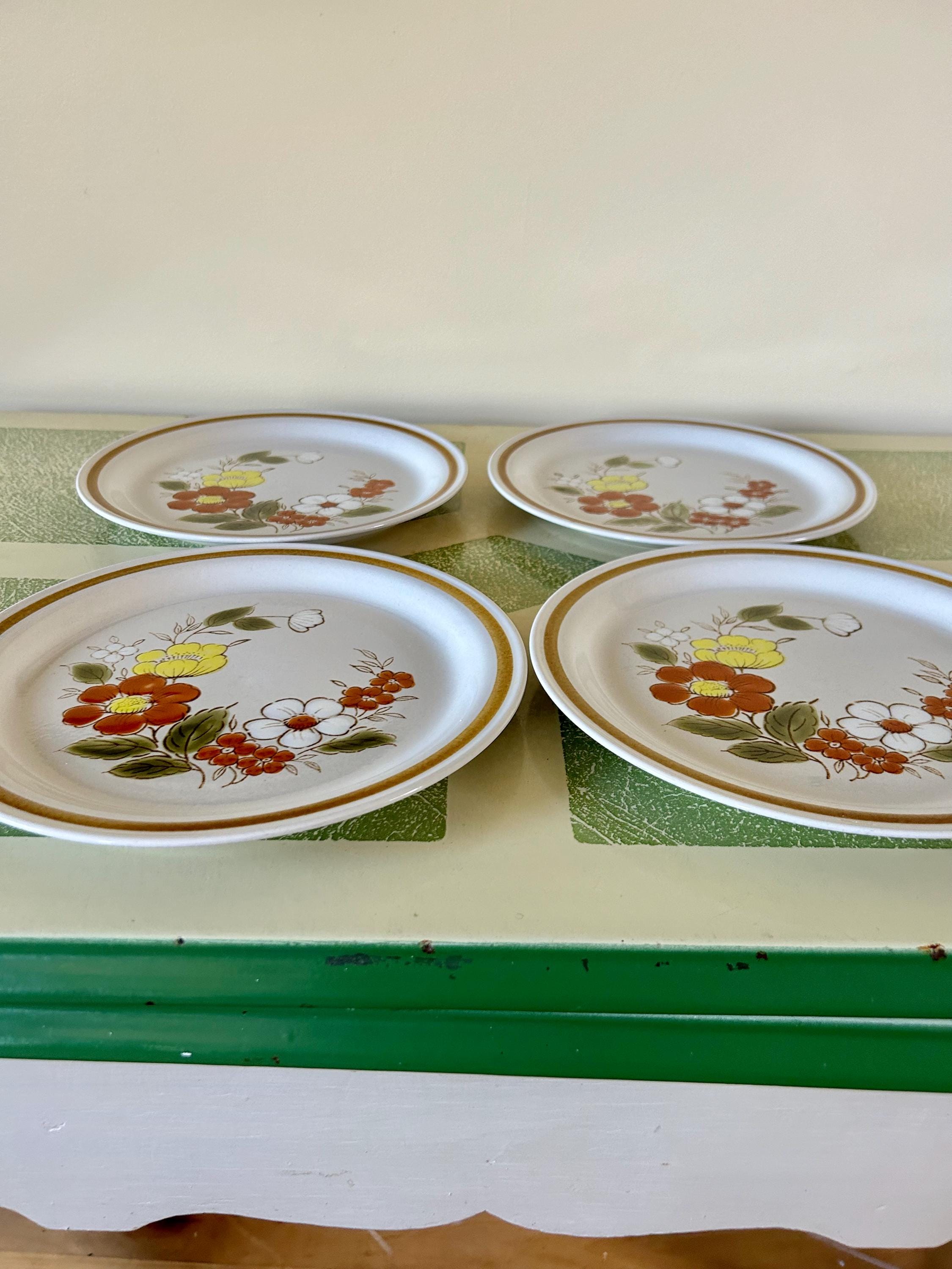 Vintage Stoneware Plates Mountain Wood Collection Trellis Blossom