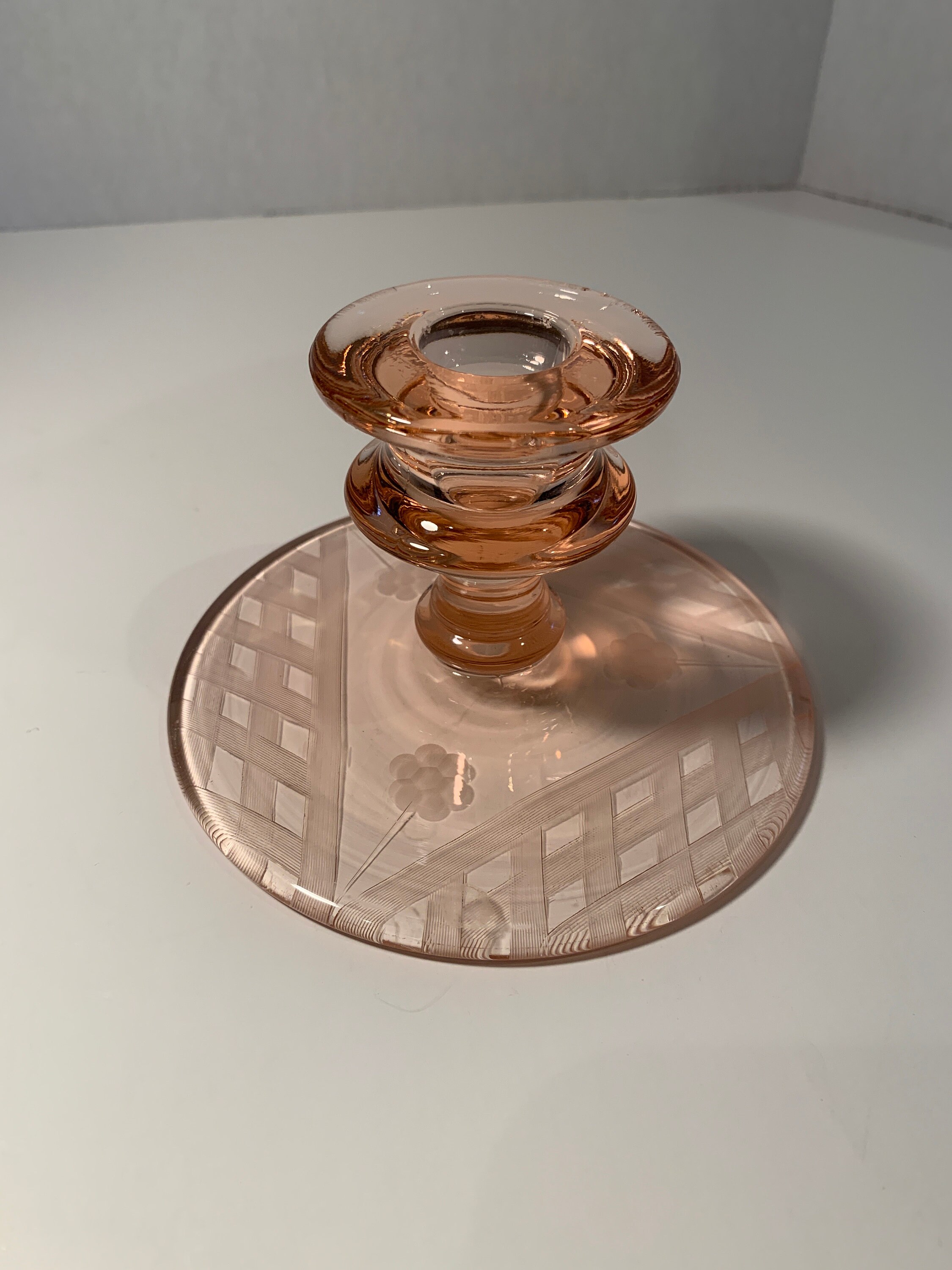Pink Depression Glass Candle Holder - Etsy