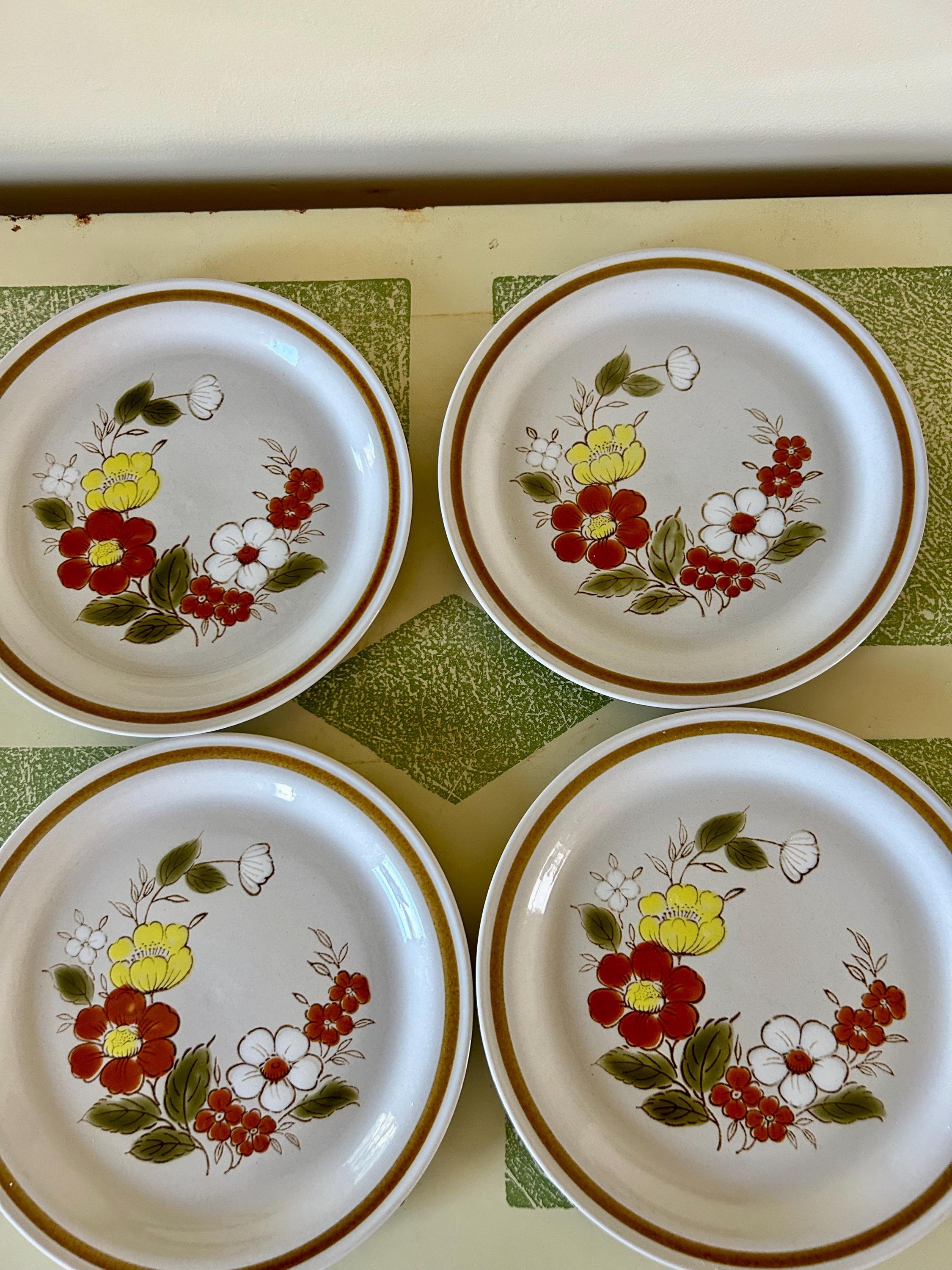 Vintage Stoneware Plates Mountain Wood Collection Trellis Blossom