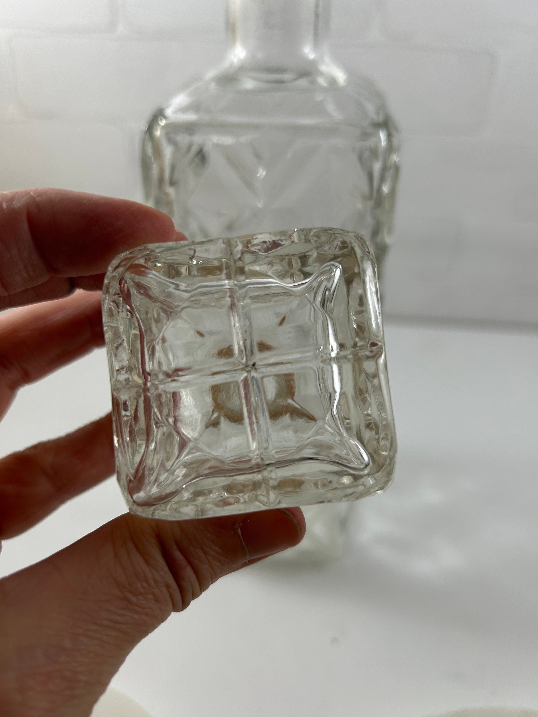 置物 60s woman&panther decanter 1960s MCM Blue Glass Empoli Italian Diamond Cut Decanter Set