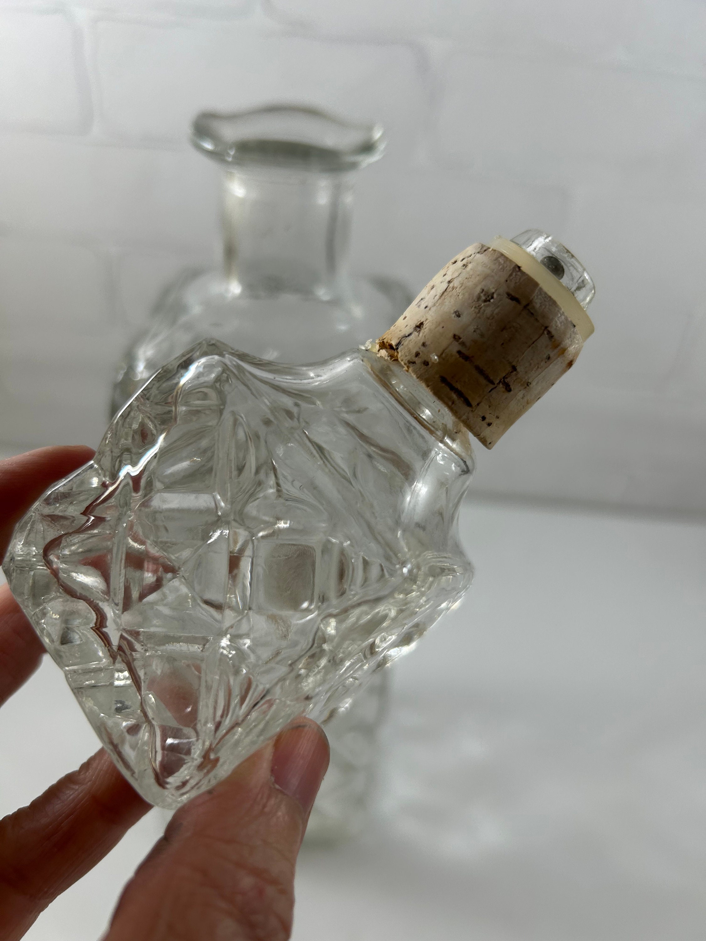 MCM Square Liquor Decanter 1960s Square Bottle Diamond Pattern
