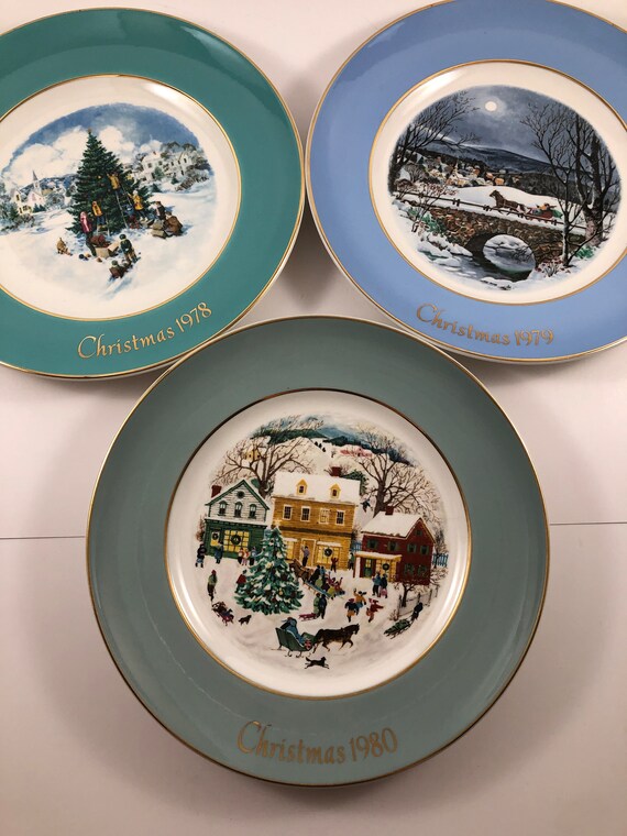 工芸品 100th anniversary of Christmas plate Avon Christmas Plates 1978, 1979, 1980 - Etsy