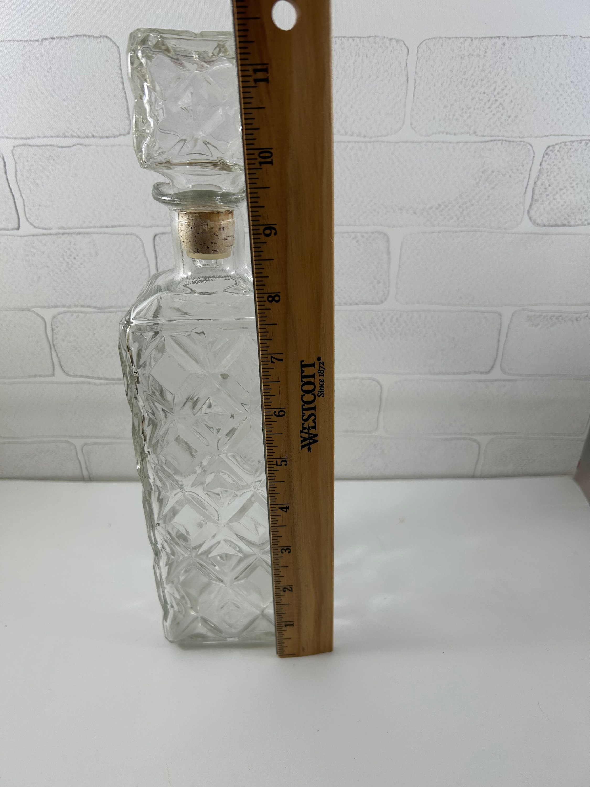 MCM Square Liquor Decanter 1960s Square Bottle Diamond Pattern