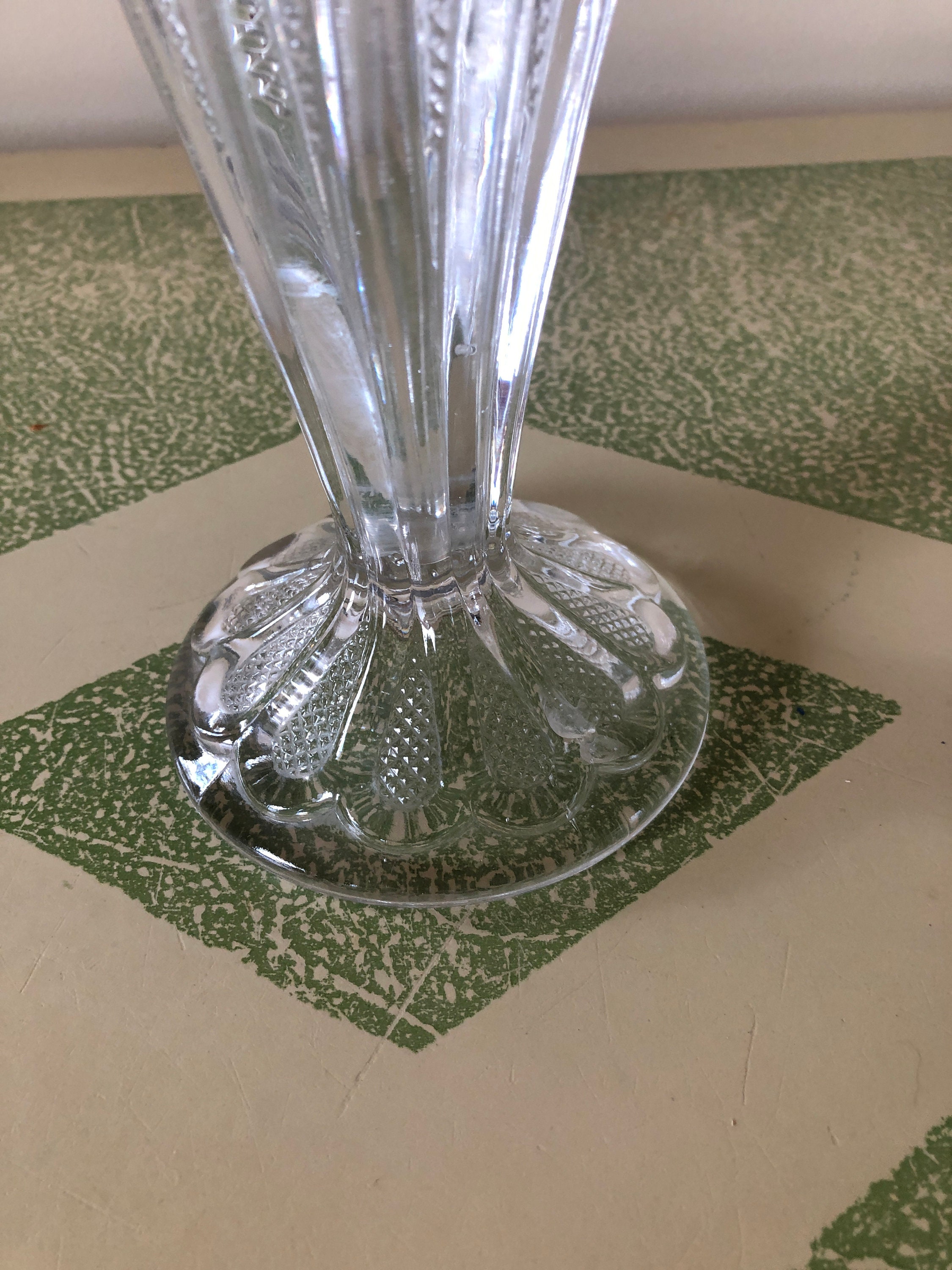 Vintage EAPG Tall Glass Scalloped Vase Etsy