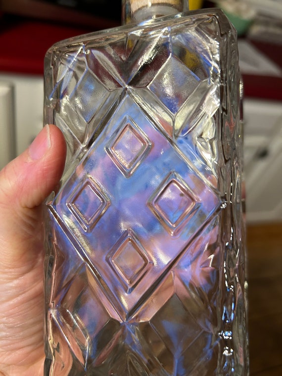 MCM Square Liquor Decanter 1960s Square Bottle Diamond Pattern