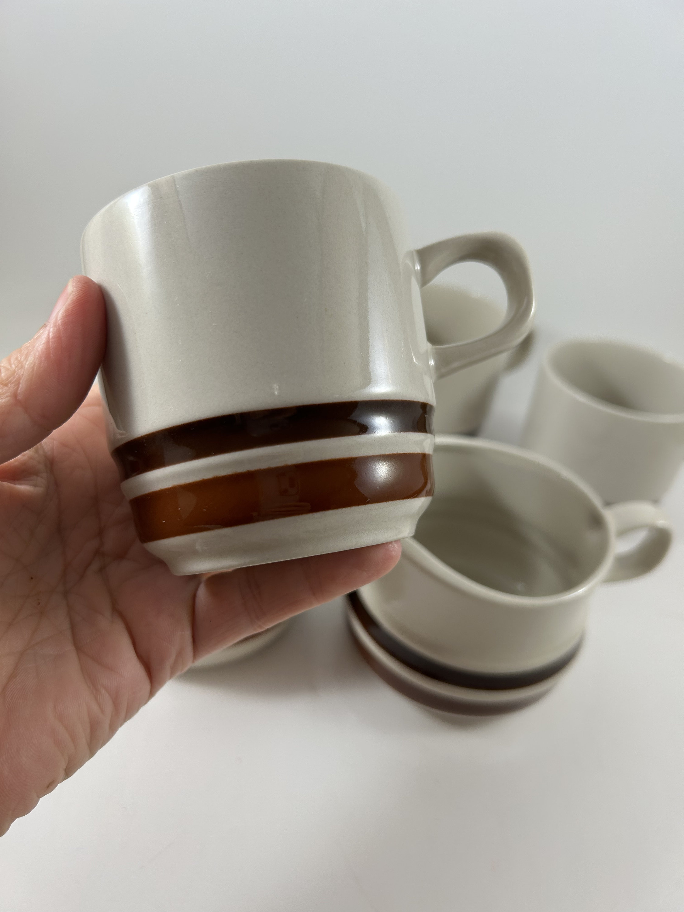 ESTATE Stoneware HEARTHSIDE Mugs Sugar and Creamer Set Made
