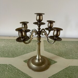 Vintage Brass Candelabra 4 Arms 1 Head ~ Holds 5 Candles (#95)