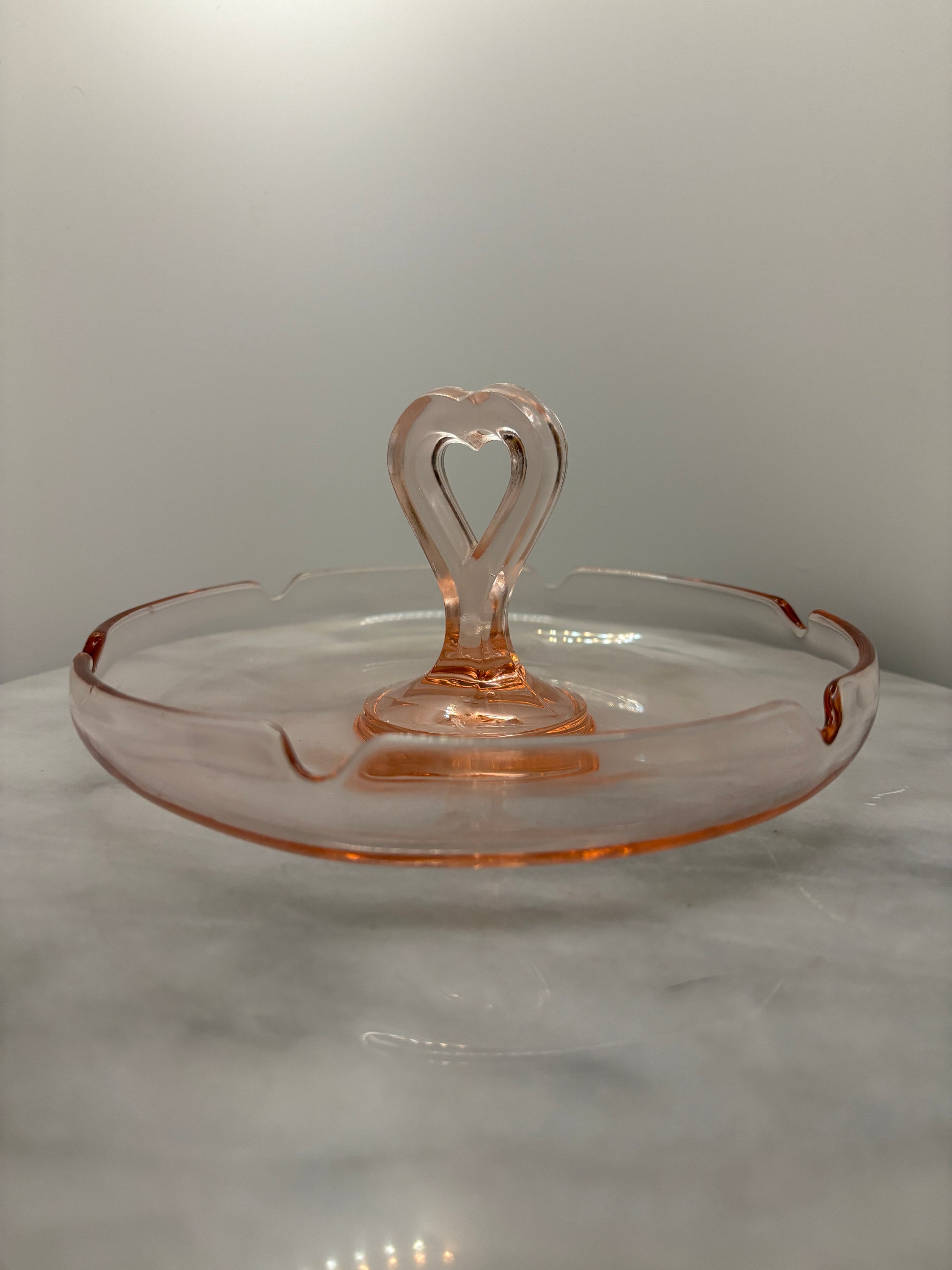Pink Depression Glass Tidbit Tray, Heart Handle - Etsy