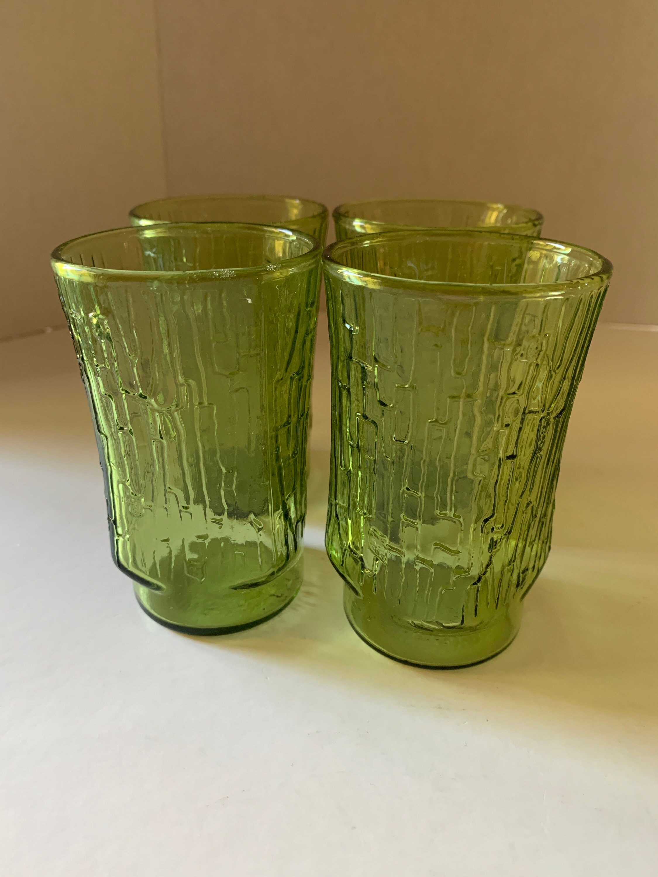 Green Anchor Hocking Juice Glasses Pagoda Set of 4 Etsy
