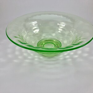 Hexagon Pattern Flared Uranium Green Glass Bowl