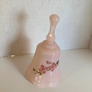 Fenton Hand Painted Opalescent Pink Glass Bell