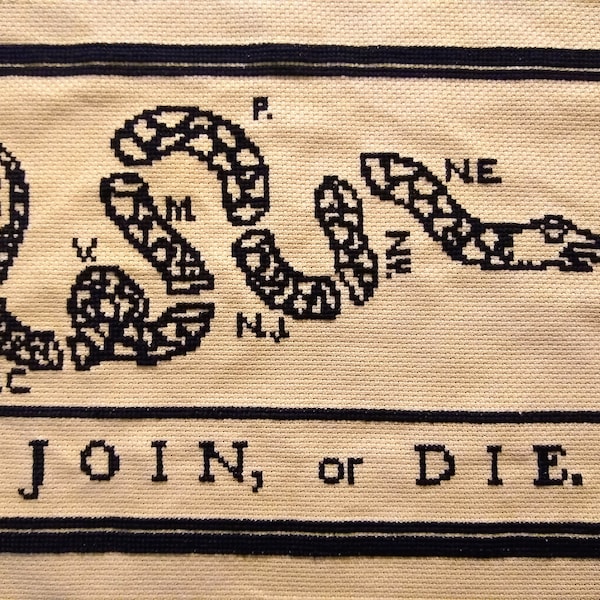 Join or Die 9''x 12'' Patriotic Cross Stitch Pattern--PDF Digital Download