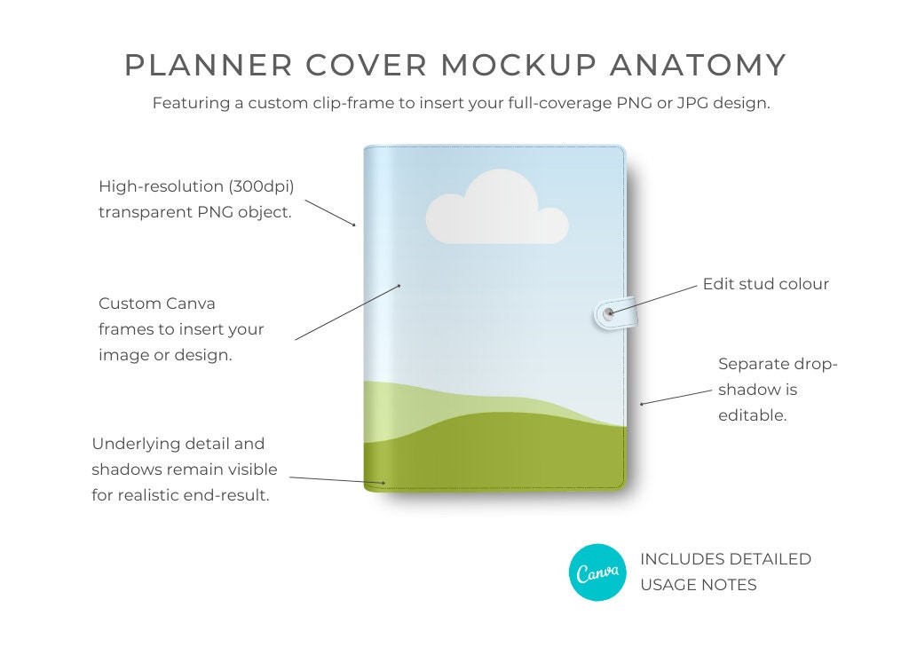 Planner Cover Mockup Canva Planner Mockup Canva Digital Etsy UK