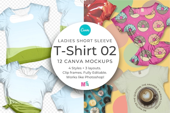 Canva Tshirt Mockup 02 Template Styled Tee Clothing Textile Fashion Fabric T-shirt Pattern Design Surface Art Apparel Works Like Photoshop