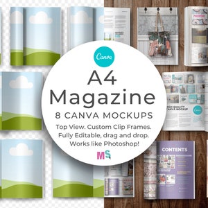 Canva-sjabloon voor tijdschrift A4 Canva-sjabloon Canva-model Canva boekmodel Canva Magazine-model Open boekmodel Canva werkt als Photoshop