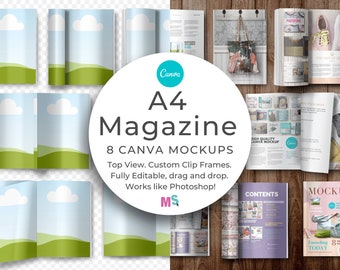 A4 Magazine Mockups Canva Template Canva Mockup Canva Book Mockup Canva Magazine Mockup Open Book Mockup Canva Works like Photoshop