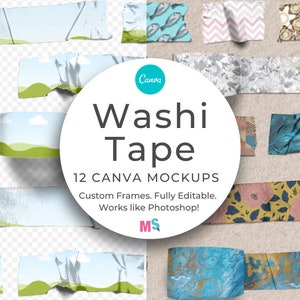 Washi Tape-mockups Canva-sjabloon Canva-mockup Oppervlaktepatroonmockup Werkt als Photoshop
