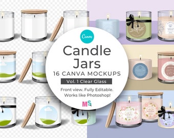 Candle Jar Mockup for Canva Glass Candle Jar Mockup Canva Candle Jar Mockup Template Canva Candle Jar Label Mockup Works like Photoshop