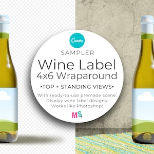 Wein Etikett Canva Mockup Canva Template 4 x 6 Zoll Weiß Design Verpackung Flasche Wrap Aufkleber Geburtstag Jubiläum Hochzeit Feier