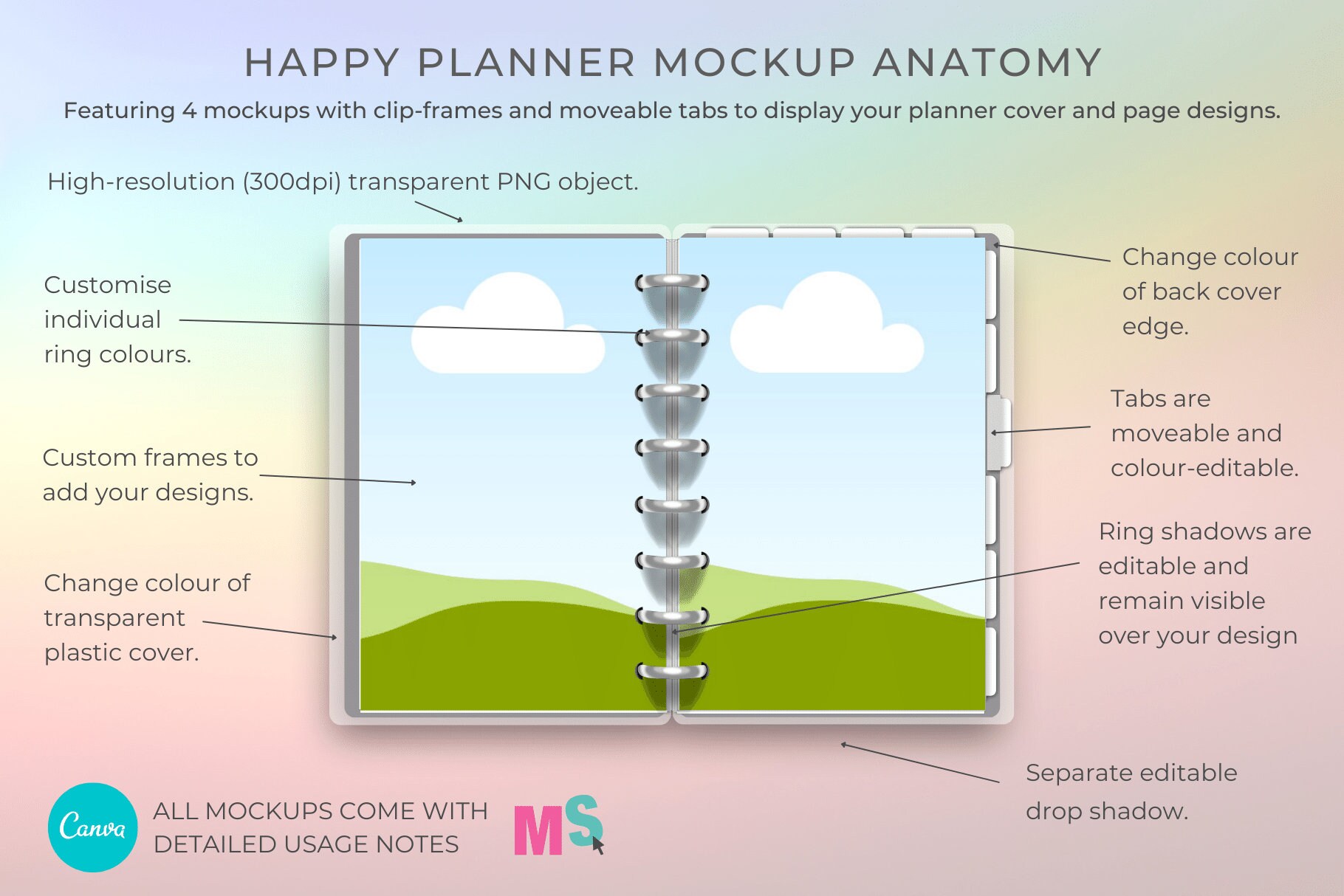 Happy Planner Canva Mockup