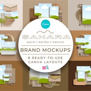 Brand Mockup Kit Canva Template for Company Business Stationery with moveable props - letterhead, business card, pamphlet, envelope liner