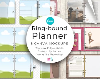 Ring Bound Planner Mockup Canva Template Canva Mockup Canva Planner Mockup Digital Planner Canva Works like Photoshop