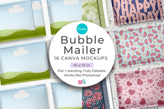 Bubble Mailer Mockup Canva Template 10x13 inch Shipping Envelope Mock-up Canva Postage Envelope Packaging Printable Mock Up for Subscription