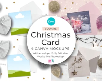 Square Christmas Card Mockup Canva Christmas Greeting Card Mockup Canva Card Mockup Canva Christmas Printable Mockup Canva Envelope Mockup