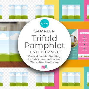 Trifold Pamphlet Mockup Sampler for Canva US Letter Brochure Design Flyer Realty Hospitality Education Medical Travel Finance