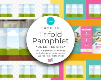 Trifold Pamphlet Mockup Sampler for Canva US Letter Brochure Design Flyer Realty Hospitality Education Medical Travel Finance