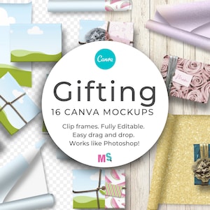 Gifting Mockups Canva Template Canva Gift Mockup Canva Giftwrap Mockup Canva Present Mockup Canva Paper Mockup Works like Photoshop