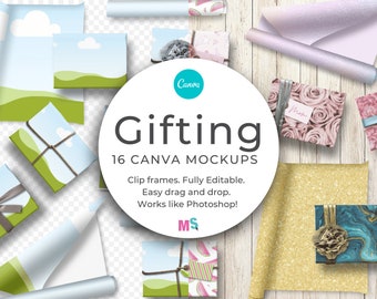 Gifting Mockups Canva Template Canva Gift Mockup Canva Giftwrap Mockup Canva Present Mockup Canva Paper Mockup Works like Photoshop