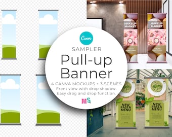 Pull Up Banner Mockup for Canva Sampler Template Wide Format Signage Branding Design for Print Event Display Works Like Photoshop