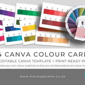 84 Printable Colour Reference Cards Canva Template Printable Colour Swatches CMYK Colour Swatches Canva Colour Cards Pantone Colour Swatches