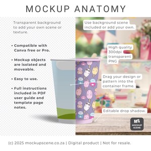 Einweg-Papierbecher-Set (klein und groß) Canva Smart Mockup für Coffee Shop Branding, Partyzubehör, Produktpräsentation Bild 2