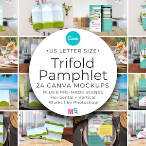 Trifold Pamphlet Mockup for Canva US Letter Brochure Works Like Photoshop Design Flyer Realty Hospitality Education Medical Travel Finance