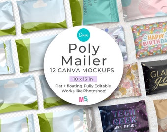 Poly Mailer Mockup Canva Template 10x13 inch Mailer Bag Mockup for Canva Shipping Envelope Mockup Works Like Photoshop