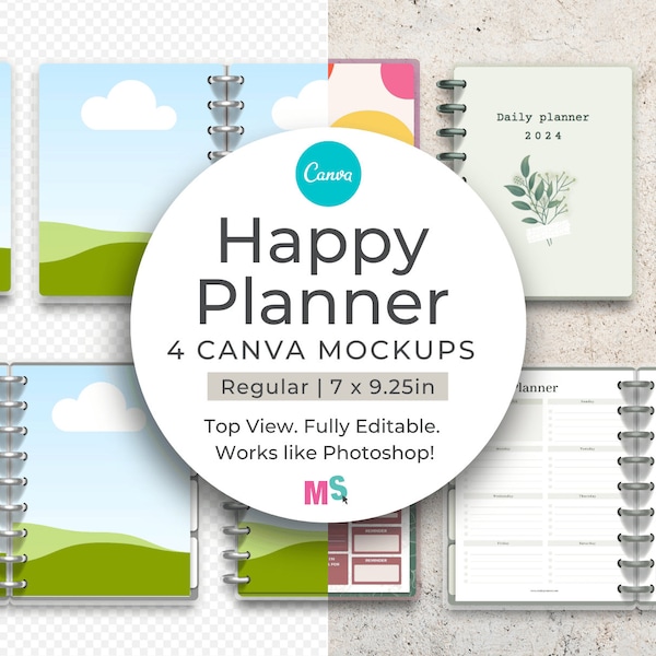 Happy Planner Mockup Canva Template 7x9 Canva Mockup Classic Planner Mockup Canva Digital Planner Works like Photoshop