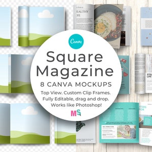 Square Magazine Mockup Canva Template Buch Mockup Canva KDP Buch Mockup Canva Katalog Mockup Canva KDP Funktioniert wie Photoshop