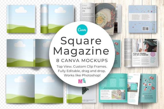 Square Magazine Mockup Canva Template Book Mockup Canva KDP Book Mockup Canva Catalogue Mockup Canva KDP Works Like Photoshop