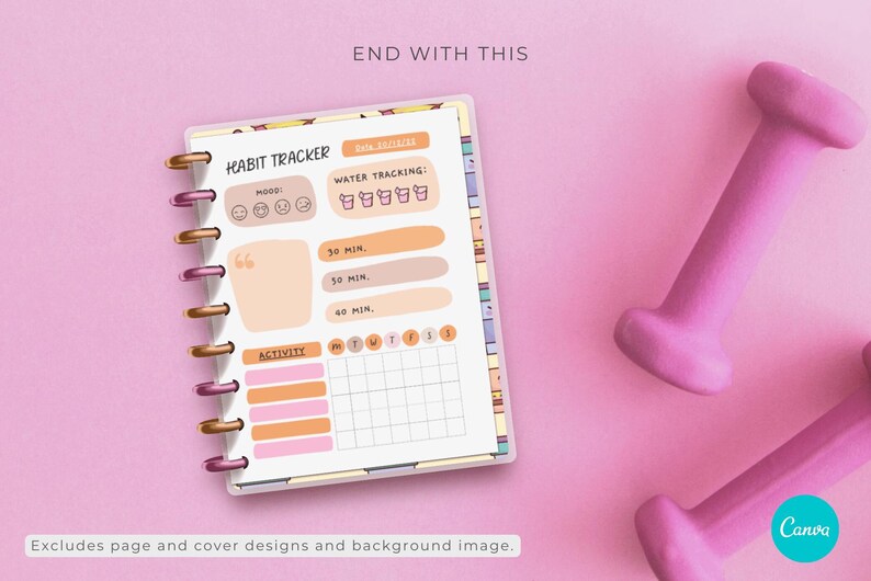 Classic Planer Smart Mockup Canva Template 7x9 Disc Bound Laminiertes Notebook Tagebuch HP Digital 8 Ring Cover Offene Seiten Bearbeitbar Anpassbar Bild 12
