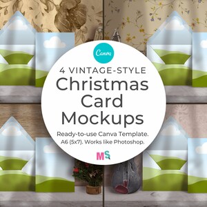 Christmas Card Mockup Canva Christmas Stationery Mockup Canva Mockup Vintage Styled Christmas Greeting Card Mockup Works Like Photoshop