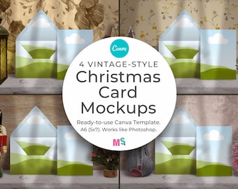 Christmas Card Mockup Canva Christmas Stationery Mockup Canva Mockup Vintage Styled Christmas Greeting Card Mockup Works Like Photoshop