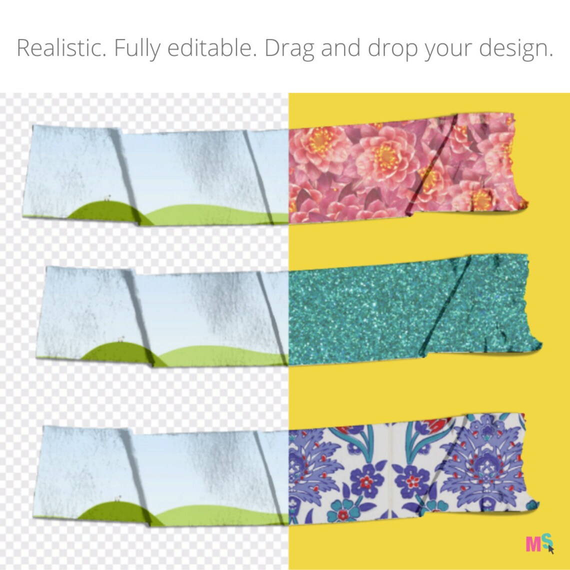 Washi Tape Mockups Canva Template Canva Mockup Surface Etsy