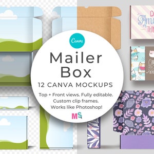 Mailer Box Mockup Canva Template Canva Mockup Canva Mailer Box Mockup Postage Box Mockup Shipping Box Mockup Canva Works Like Photoshop