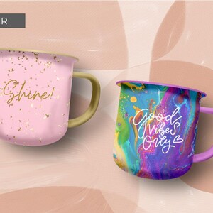 Enamel Coffee Mug Canva Smart Mockup for Camping Boho and Rustic Cup Patterns and Designs and Sublimation Printing Drag and Drop Customize image 12