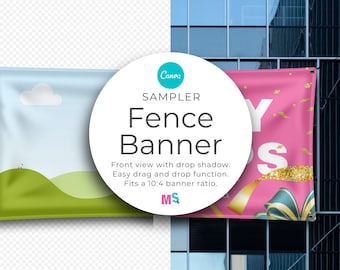 Fence Banner Mockup for Canva Sampler Template Wide Format Signage Branding Design for Print Event Display Works Like Photoshop