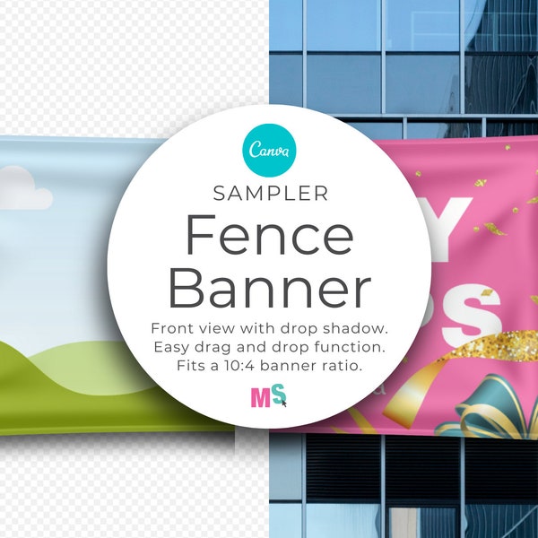 Fence Banner Mockup for Canva Sampler Template Wide Format Signage Branding Design for Print Event Display Works Like Photoshop